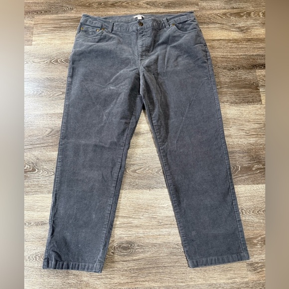 Woman Within Pants Gray Corduroy Straight Leg Petite Sz:16W Momcore Normcore - Picture 1 of 6